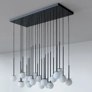 Einzigartige LED-Hängeleuchte Cotton Panel mit Opalglaskugel – Bild 7