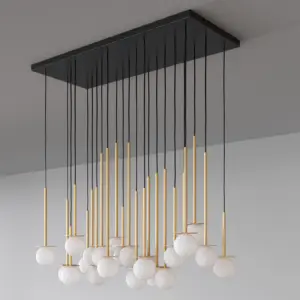 Einzigartige LED-Hängeleuchte Cotton Panel mit Opalglaskugel