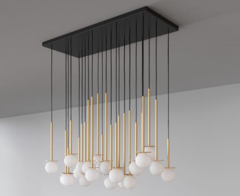 Einzigartige LED-Hängeleuchte Cotton Panel mit Opalglaskugel