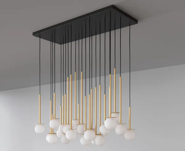 Einzigartige LED-Hängeleuchte Cotton Panel mit Opalglaskugel