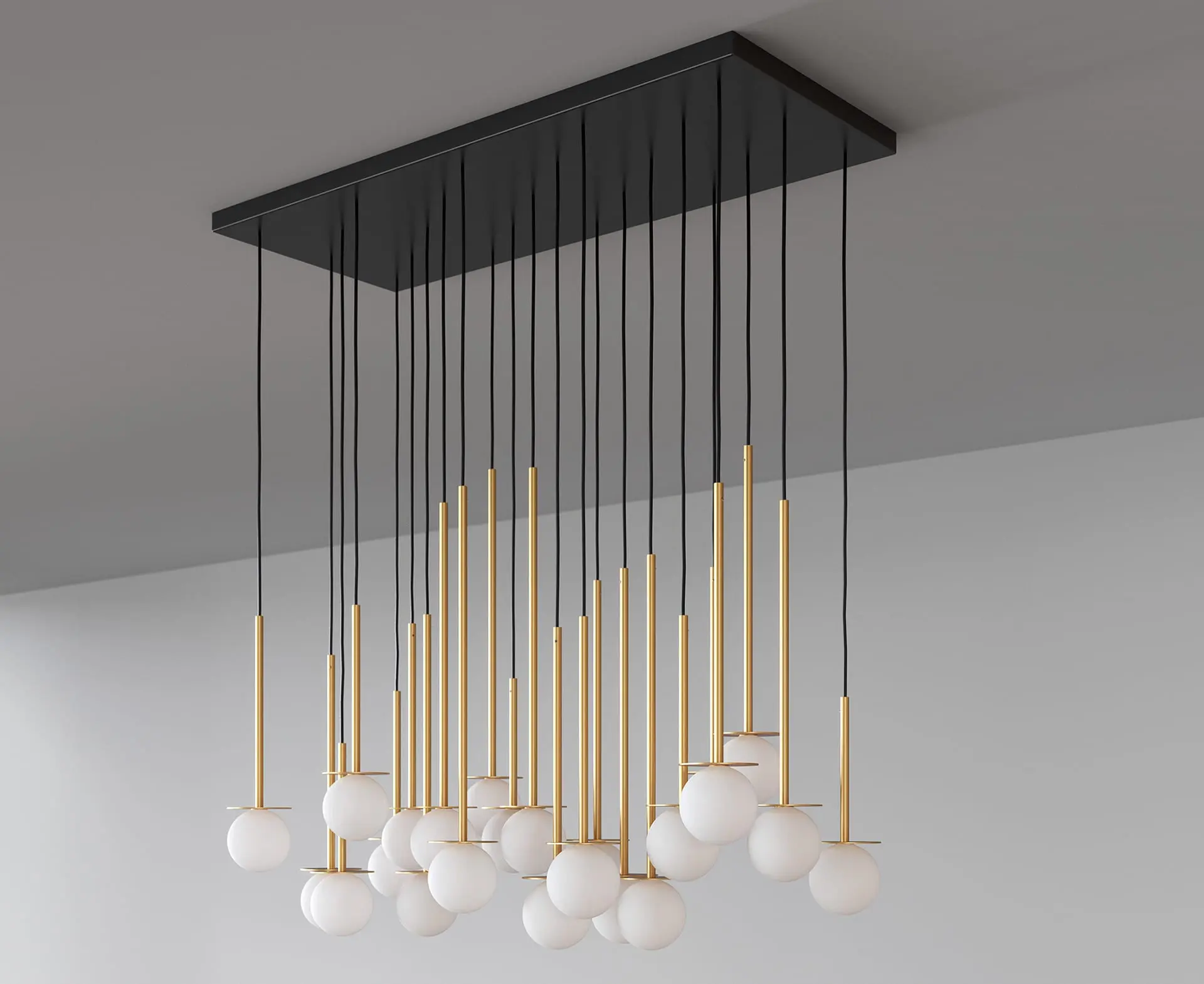 Einzigartige LED-Hängeleuchte Cotton Panel mit Opalglaskugel – Bild 1