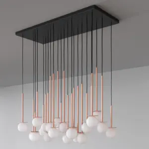 Einzigartige LED-Hängeleuchte Cotton Panel mit Opalglaskugel – Bild 2