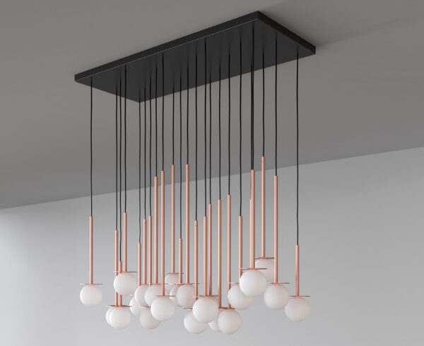 Einzigartige LED-Hängeleuchte Cotton Panel mit Opalglaskugel