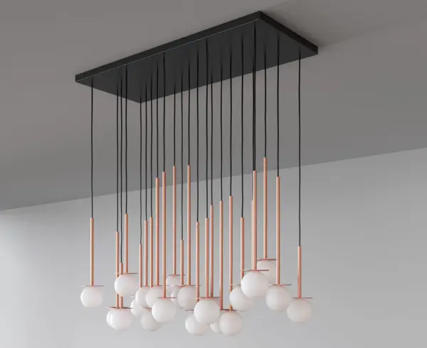 Einzigartige LED-Hängeleuchte Cotton Panel mit Opalglaskugel