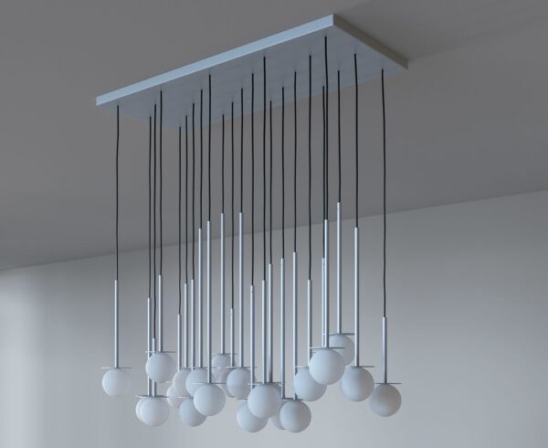 Einzigartige LED-Hängeleuchte Cotton Panel mit Opalglaskugel