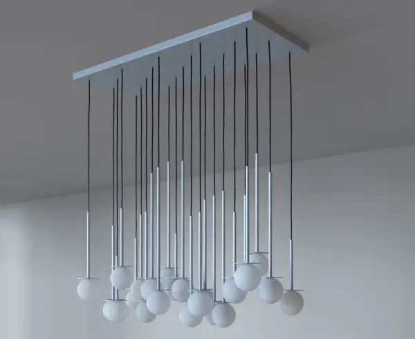 Einzigartige LED-Hängeleuchte Cotton Panel mit Opalglaskugel