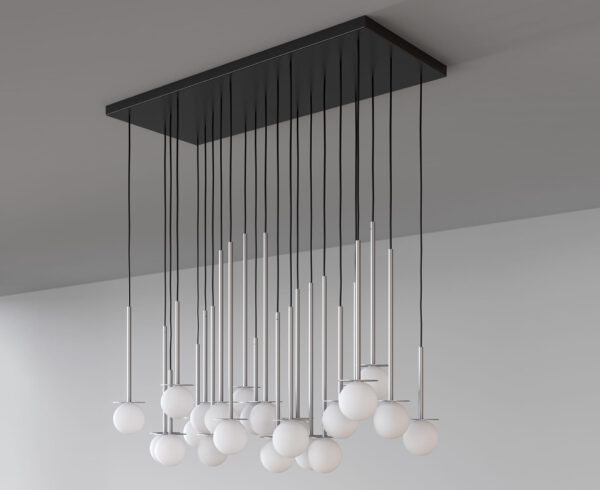Einzigartige LED-Hängeleuchte Cotton Panel mit Opalglaskugel