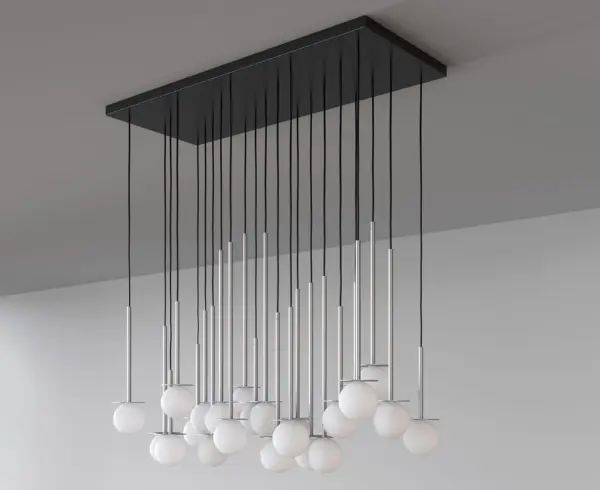 Einzigartige LED-Hängeleuchte Cotton Panel mit Opalglaskugel