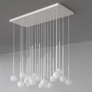 Einzigartige LED-Hängeleuchte Cotton Panel mit Opalglaskugel – Bild 5