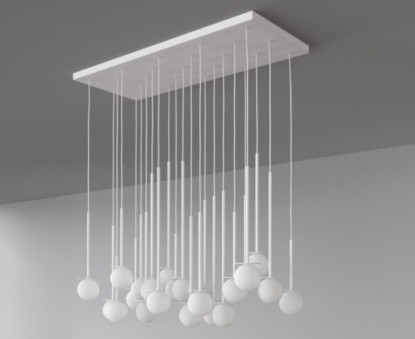 Einzigartige LED-Hängeleuchte Cotton Panel mit Opalglaskugel