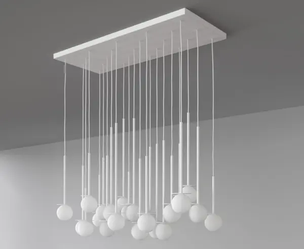 Einzigartige LED-Hängeleuchte Cotton Panel mit Opalglaskugel