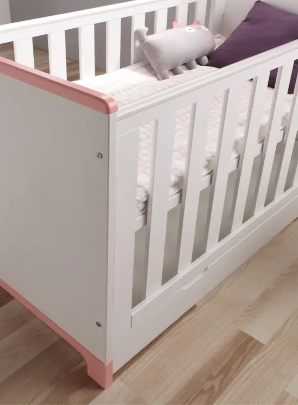 Babybett Kinderbett Juniorbett Mini 140x70 cm Rosa oder Grau