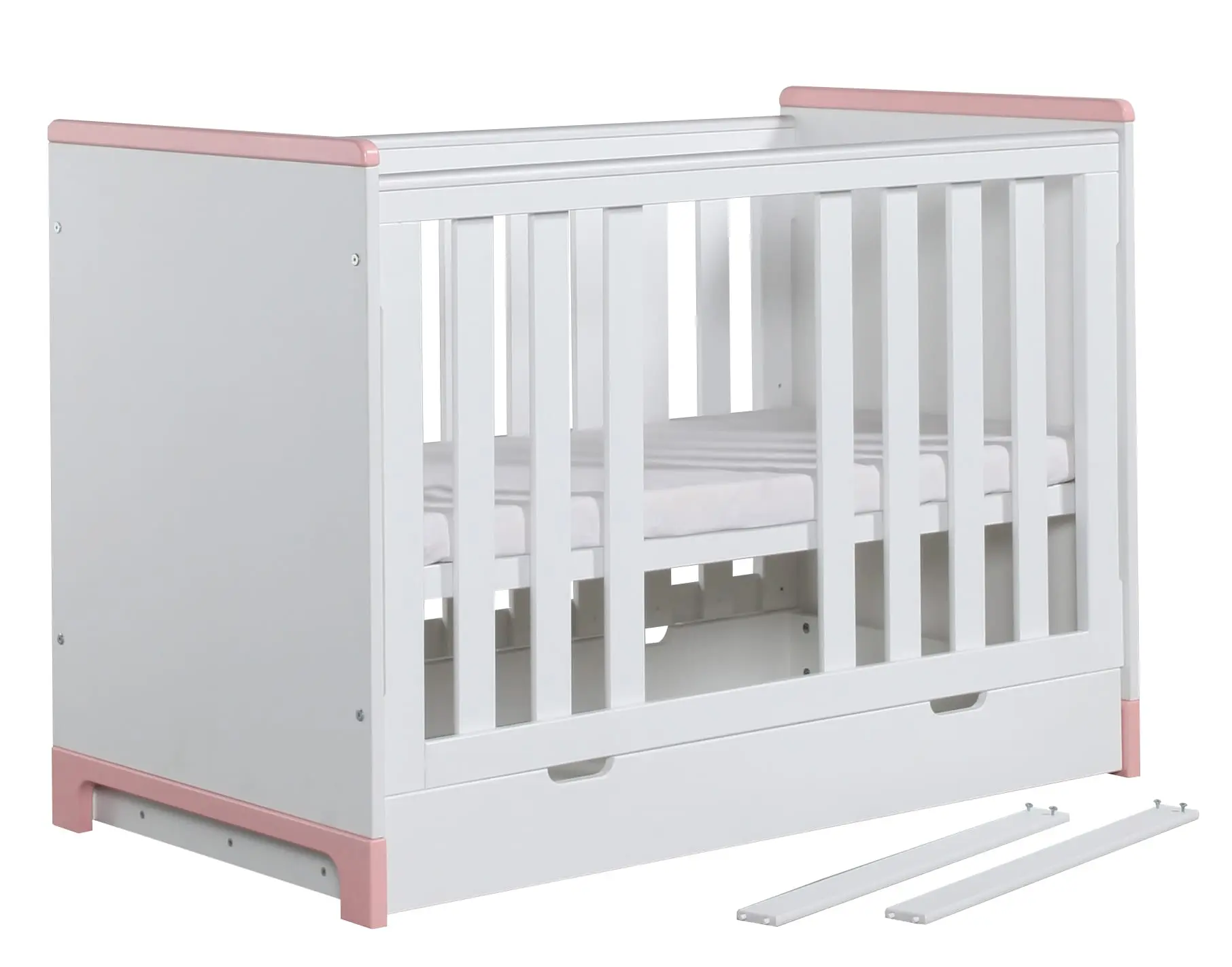 Babybett Mini 120x60 cm Rosa oder Grau – Bild 9