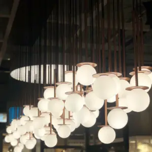 Einzigartige LED-Hängeleuchte Cotton Panel mit Opalglaskugel – Bild 13