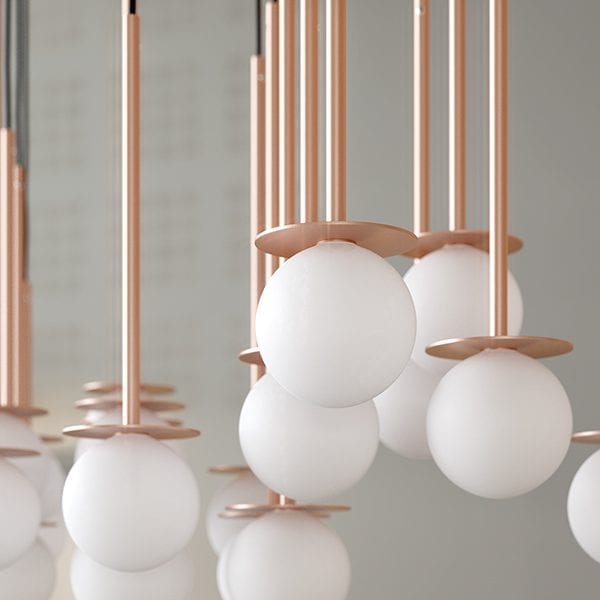Einzigartige LED-Hängeleuchte Cotton Panel mit Opalglaskugel