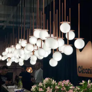 Einzigartige LED-Hängeleuchte Cotton Panel mit Opalglaskugel – Bild 4