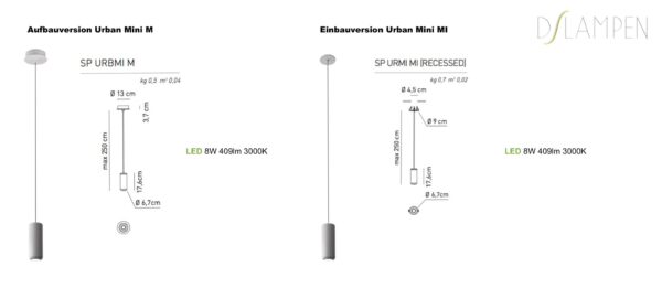 Geometrische LED-Hängeleuchte Urban Mini M Aufbau-oder Einbauversion Axo Light