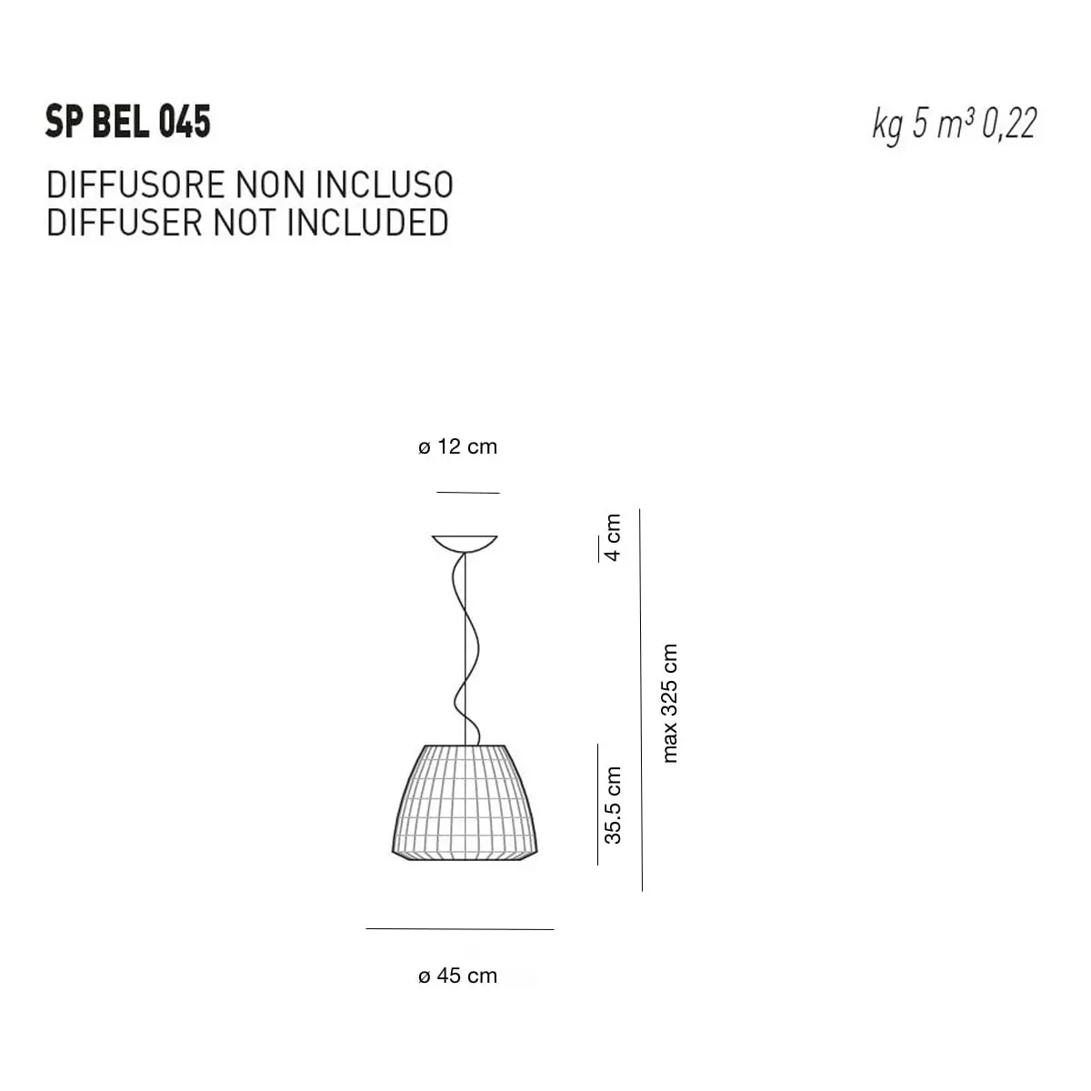 Designer-Hängeleuchte Bell ø 45 cm Axo Light – Bild 5