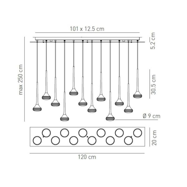 Zwölfflammige LED-Hängeleuchte Fairy Axo Light