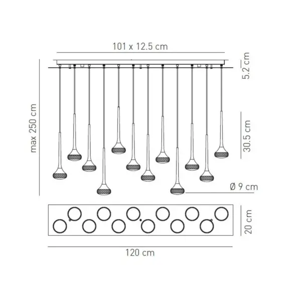Zwölfflammige LED-Hängeleuchte Fairy Axo Light