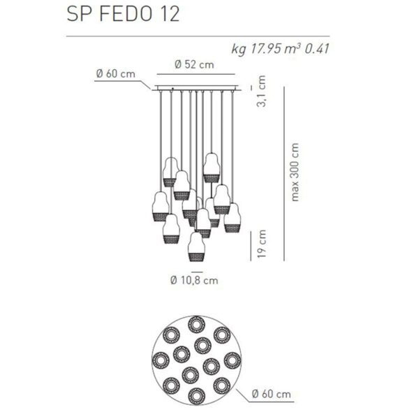 Luxuriöse LED-Hängeleuchte Fedora 12 Axo Light