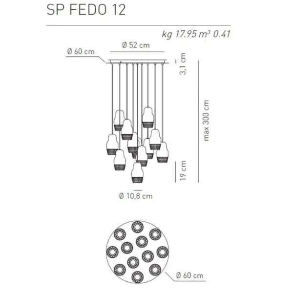 Luxuriöse LED-Hängeleuchte Fedora 12 Axo Light