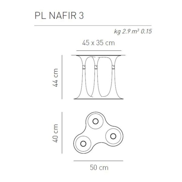 Schöne Dreiflammige LED-Deckenleuchte Nafir 3 mit fließenden Formen Axo Light