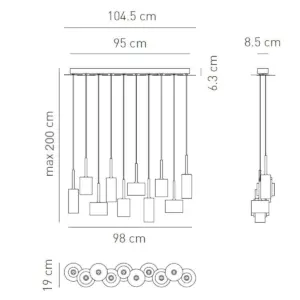 Exklusive Glas-Hängeleuchte Spillray 10 Axo Light – Bild 7