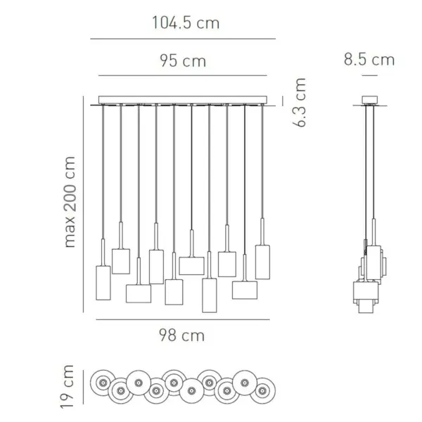 Exklusive Glas-Hängeleuchte Spillray 10 Axo Light