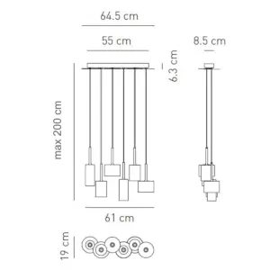 Exklusive Glas-Hängeleuchte Spillray 6 Axo Light – Bild 4
