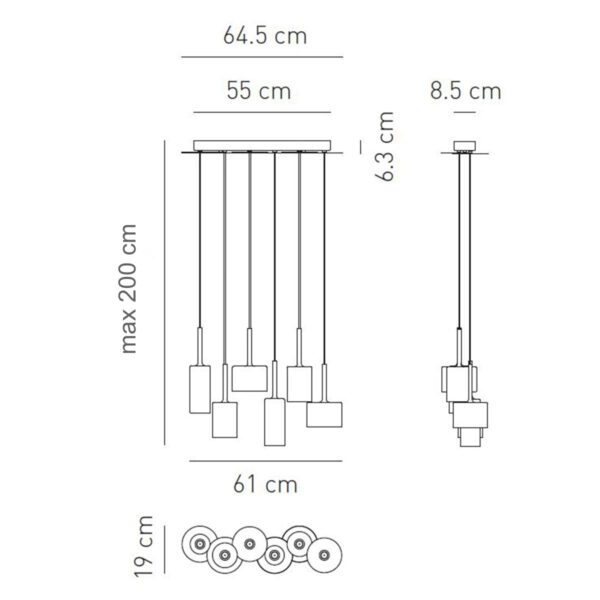 Exklusive Glas-Hängeleuchte Spillray 6 Axo Light