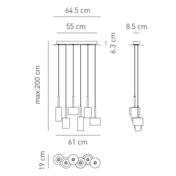 Exklusive Glas-Hängeleuchte Spillray 6 Axo Light