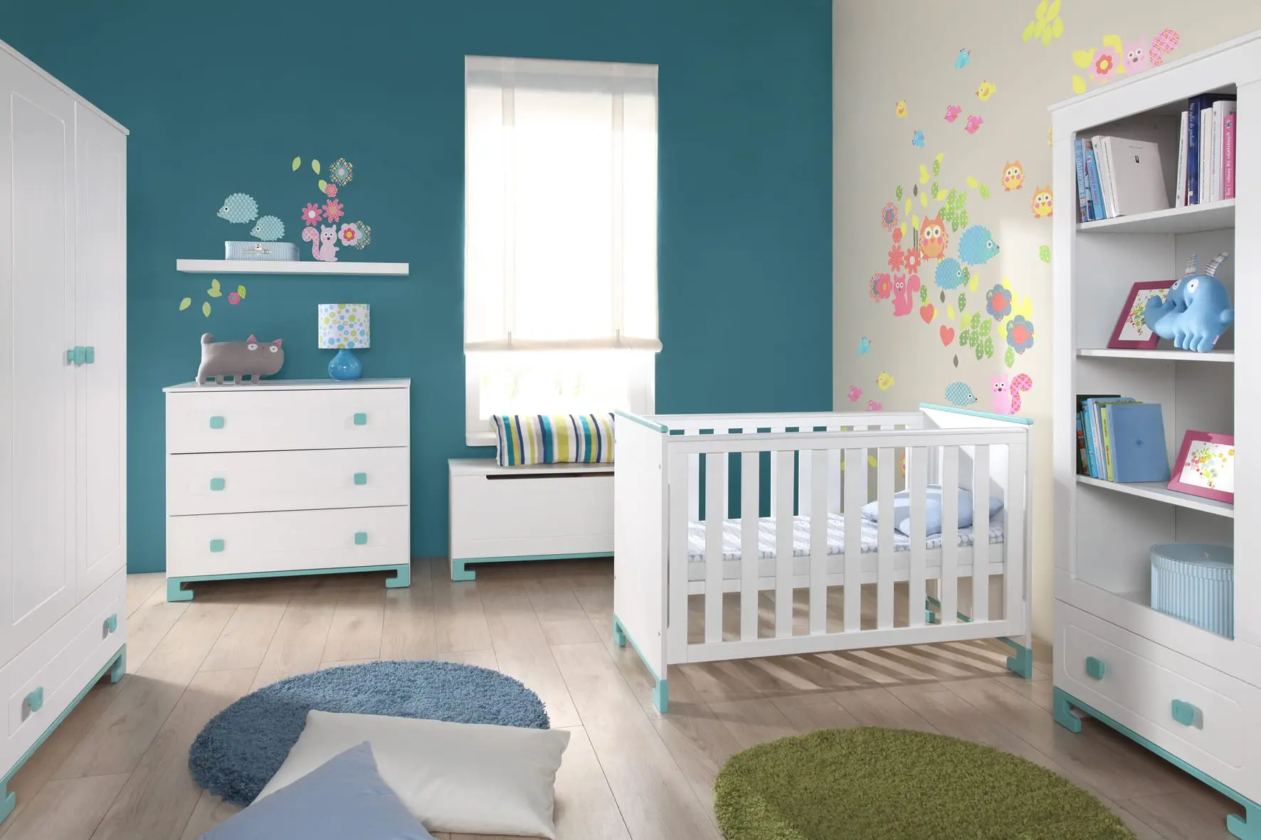 Babybett TOTO 120x60 cm Rosa oder Türkis – Bild 1