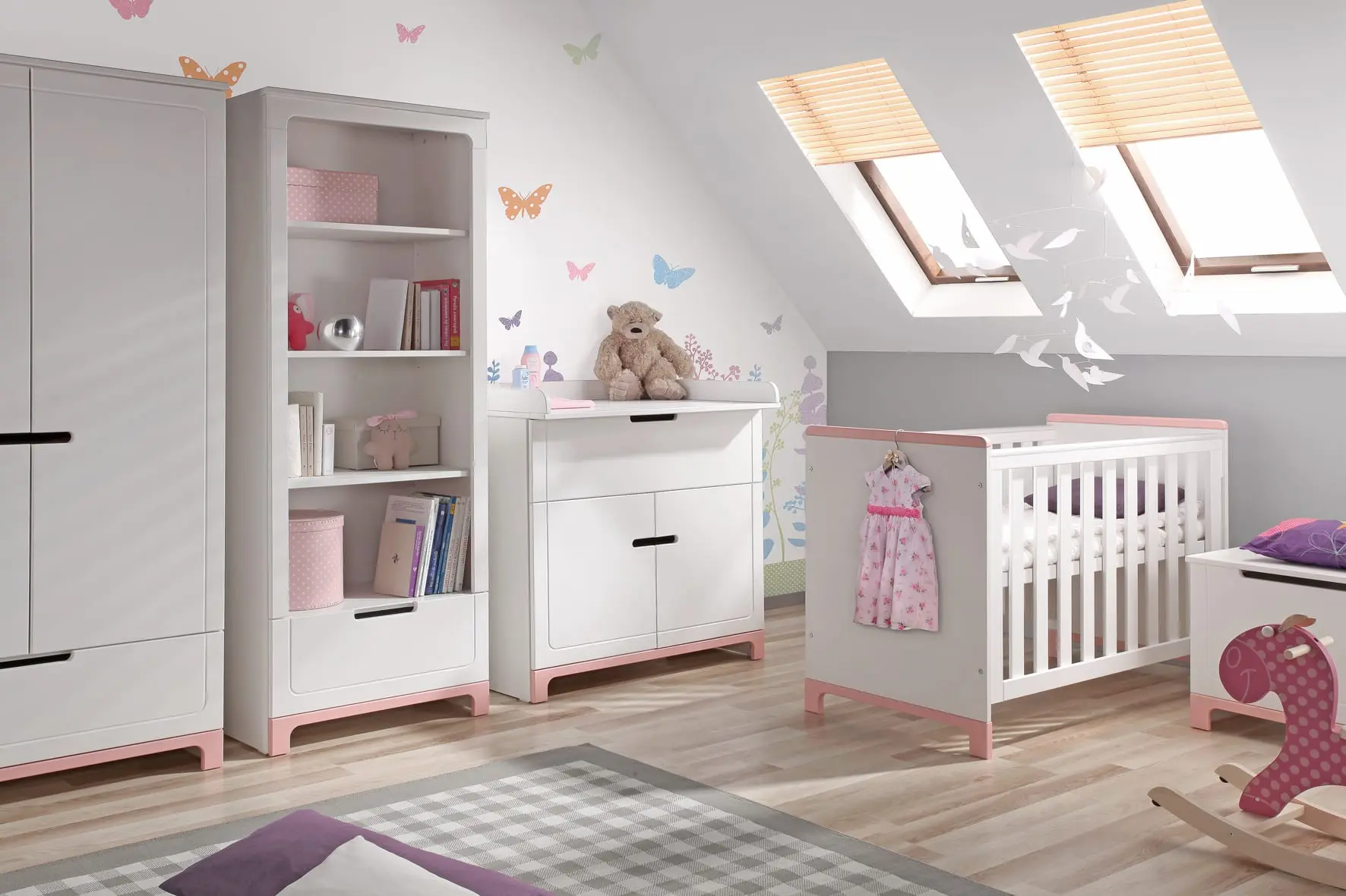 Babybett Mini 120x60 cm Rosa oder Grau – Bild 1