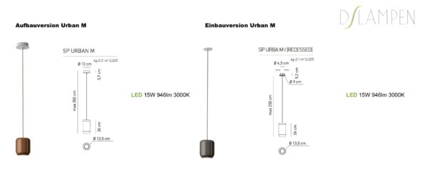 Geometrische Led-Hängeleuchte Urban M Aufbau-oder Einbauversion Axo Light