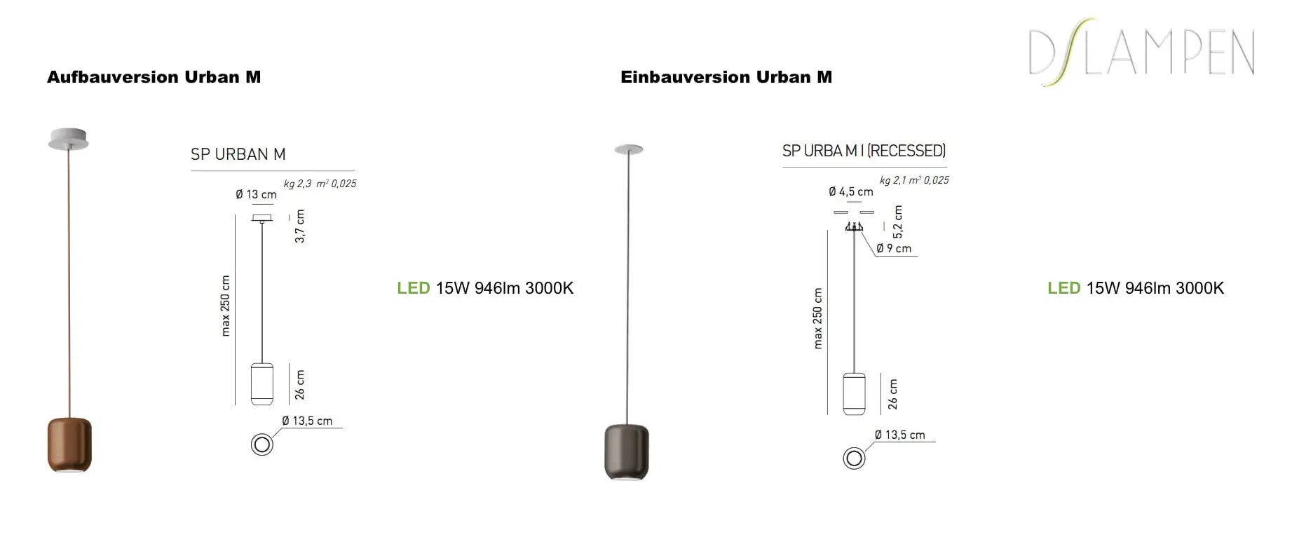 Geometrische Led-Hängeleuchte Urban M Aufbau-oder Einbauversion Axo Light – Bild 8