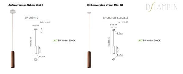 Geometrische LED-Hängeleuchte Urban Mini G Aufbau-oder Einbauversion Axo Light