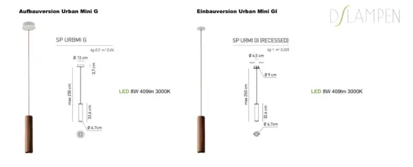 Geometrische LED-Hängeleuchte Urban Mini G Aufbau-oder Einbauversion Axo Light