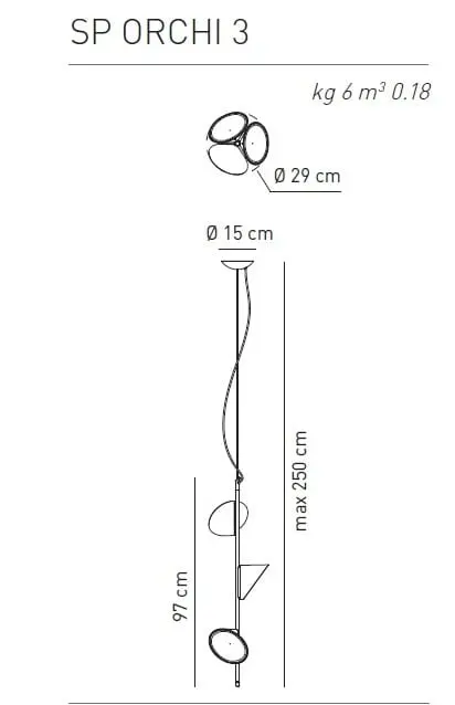 Stilvolle dreiflammige LED-Hängeleuchte Orchid Axo Light