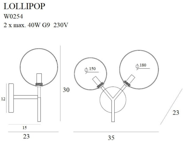 Moderne Glas-Wandleuchte Lollipop