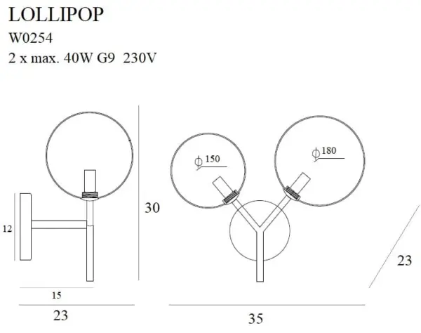 Moderne Glas-Wandleuchte Lollipop