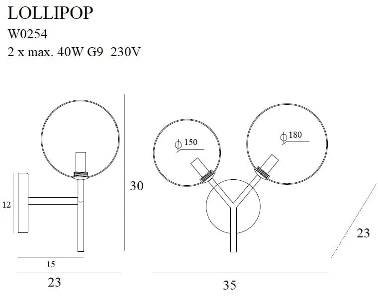 Moderne Glas-Wandleuchte Lollipop – Bild 3