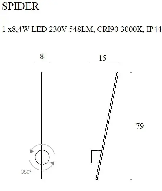 Minimalistische LED-Wandlampe Spider IP44
