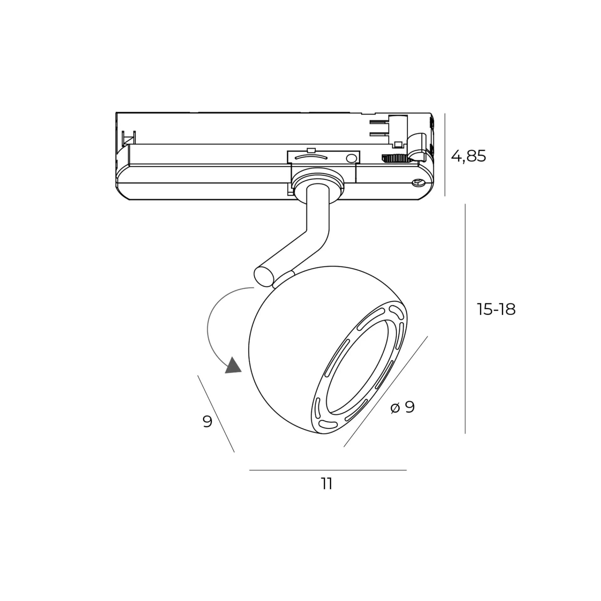 LED-Spot Hoshi für 3-Phasen Stromschiene – Bild 5
