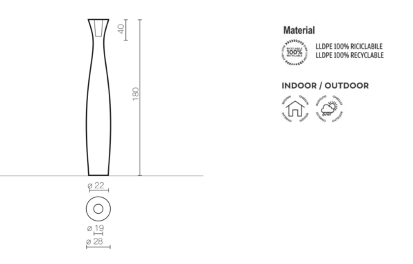 Moderne Stehlampe/Blumentopf Scarlett 180 Indoor – Outdoor Serralunga