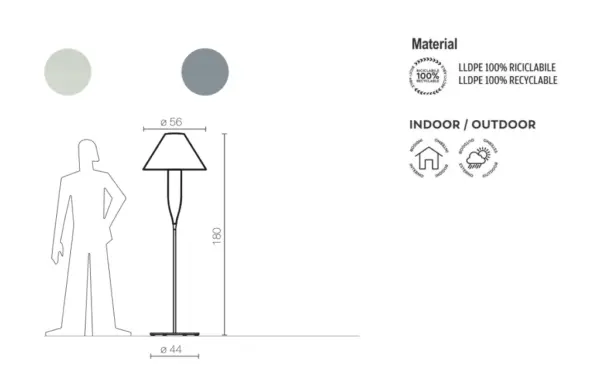 Stilvolle Stehlampe Bonheur Indoor – Outdoor Serralunga