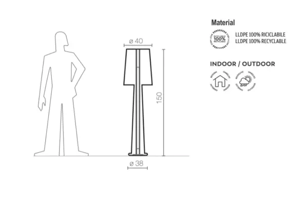 Design Stehlampe Miss Jane Indoor – Outdoor Serralunga