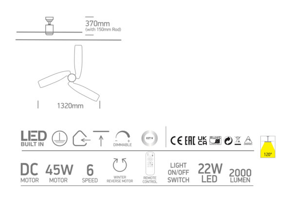 LED-Deckenventilator Fly