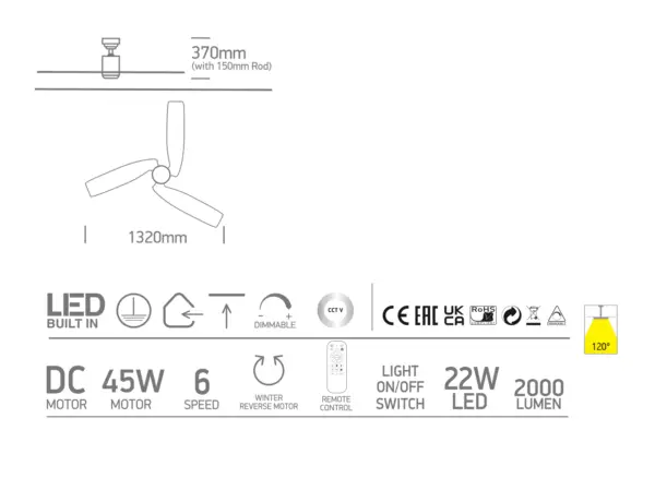 LED-Deckenventilator Fly