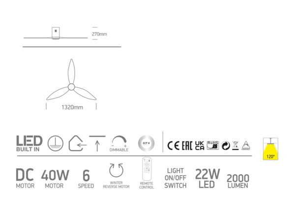 LED-Deckenventilator Loco mit Ventilatorblätter aus Holz